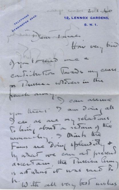Prince Vsevolod Ivanovich 2x Russian Army in France WW2 Hand Signed Letter s