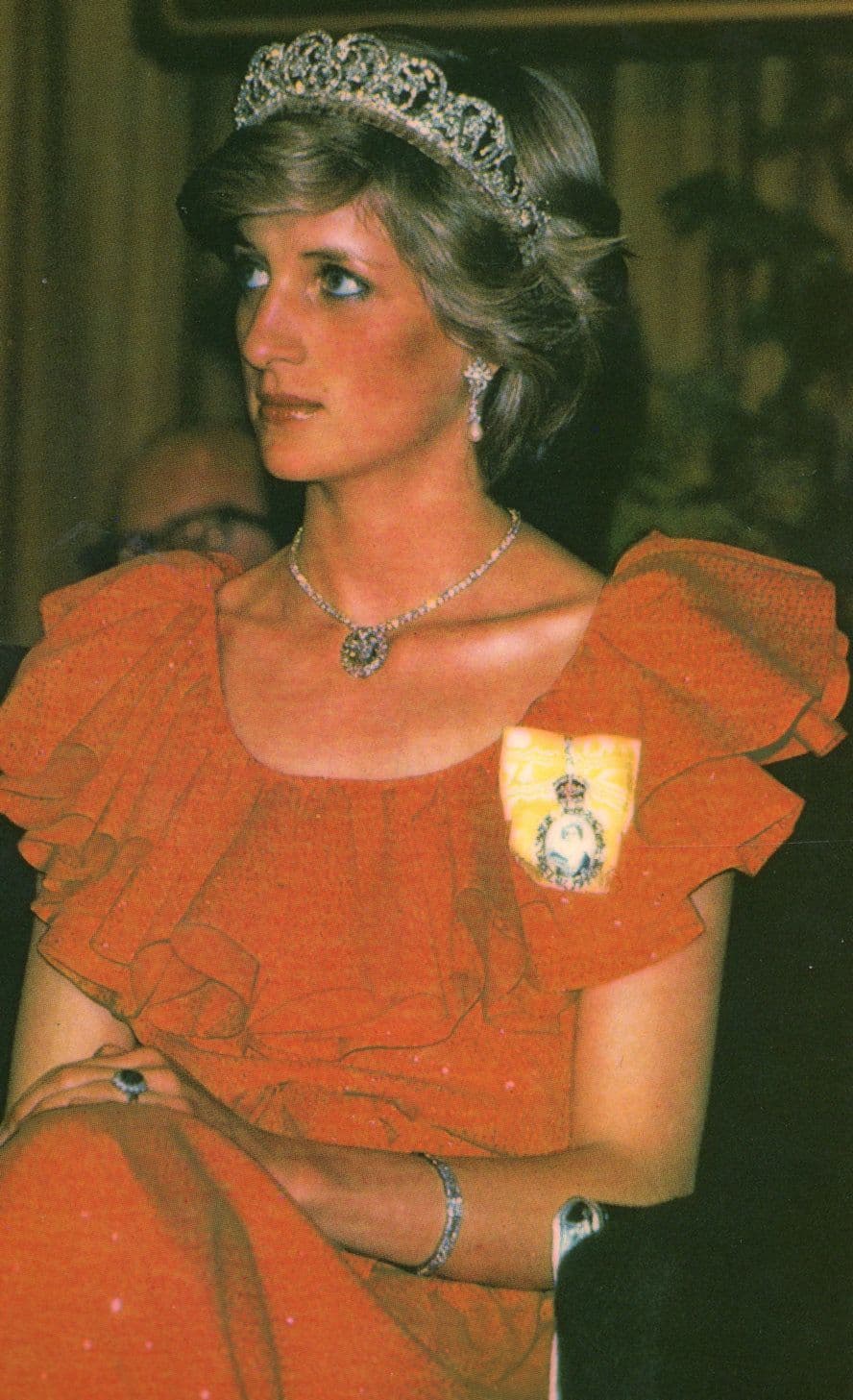 Princess Diana at Hobart Tasmania Red Silk Dress Royal Postcard