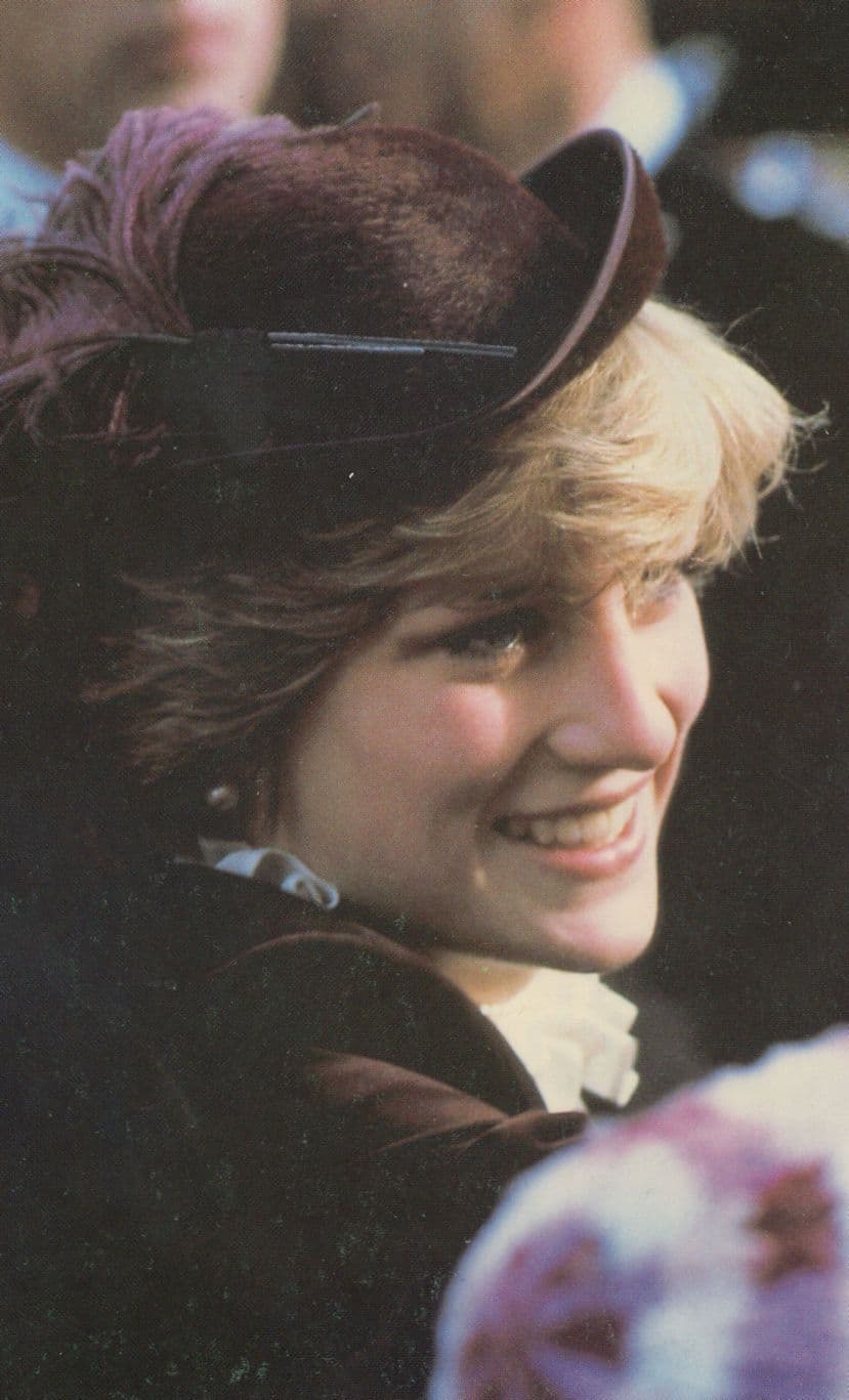 Princess Diana Lavish Purple Hat at Brecon Royal Wedding Postcard