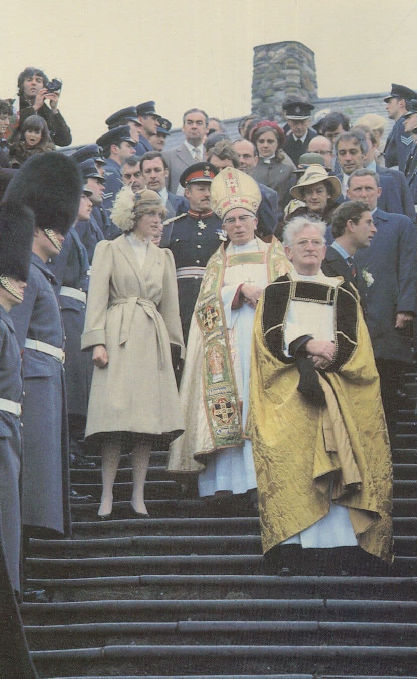 Princess Diana & Prince Charles at St Davids Wales Priest 1981 Postcard