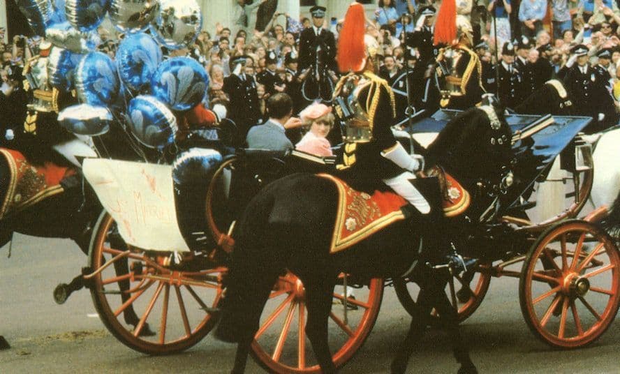Princess Diana & Prince Charles Royal Wedding Coach Church Postcard