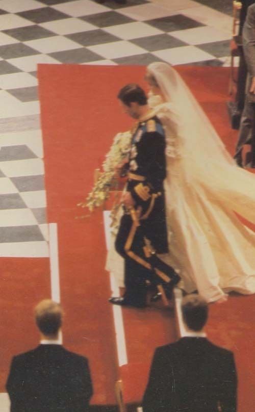 Princess Diana with Prince Charles Leaving The Altar Wedding Rare Royal Postcard