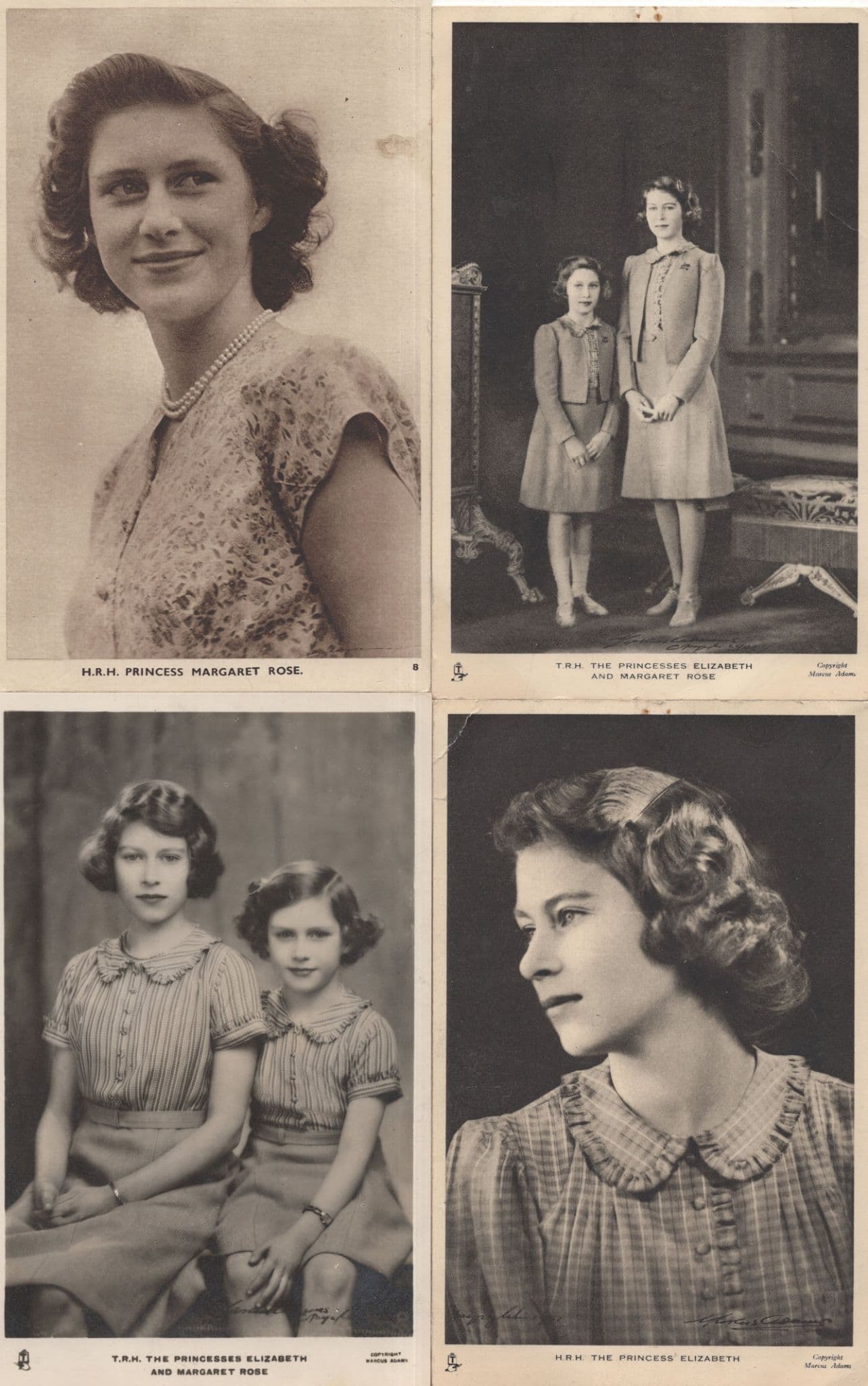 Princess Elizabeth Queen II & Tucks Margaret Rose 4x Postcard s