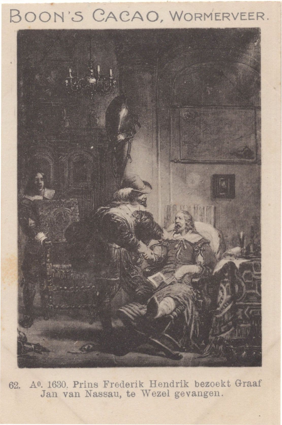 Prins Frederik Hendrik in 1630 Antique Dutch Cacao Trade Card