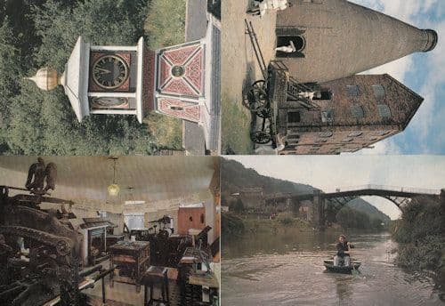 Printing Shop Giant Clock Tower River Boat China Works 4x Shropshire IronBridge Postcard s