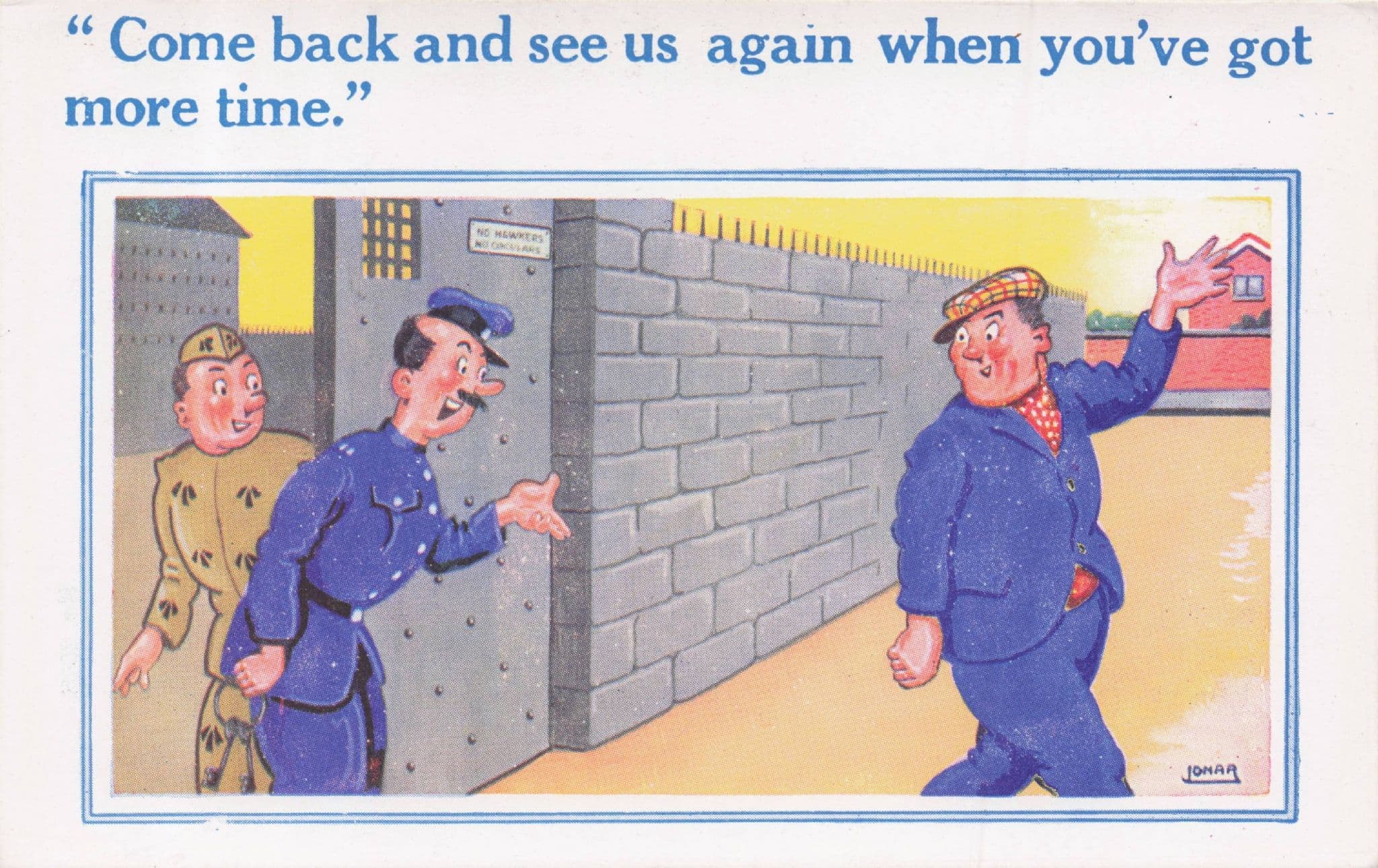 Prisoner Release From Prison Wants More Time Guards Old Comic Postcard