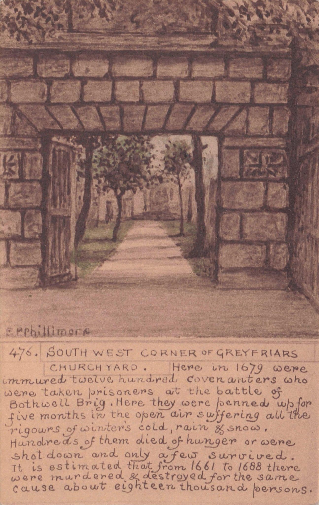 Prisoners in Corner Of Greyfriars Churchyard Phillimore Old Scotland Scottish Postcard