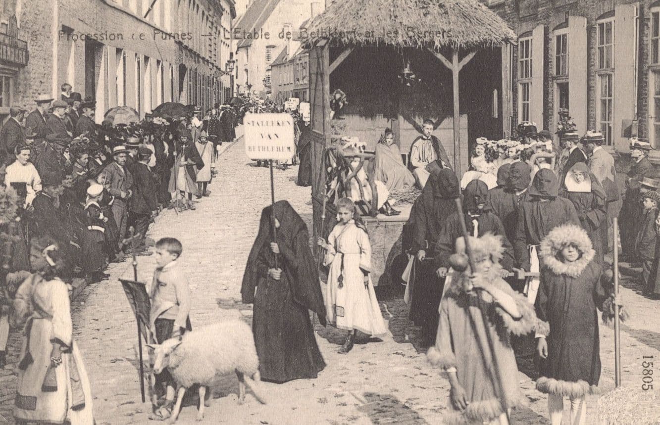 Procession De Furnes Bethlehem St Les Bernets Belgium Old Postcard