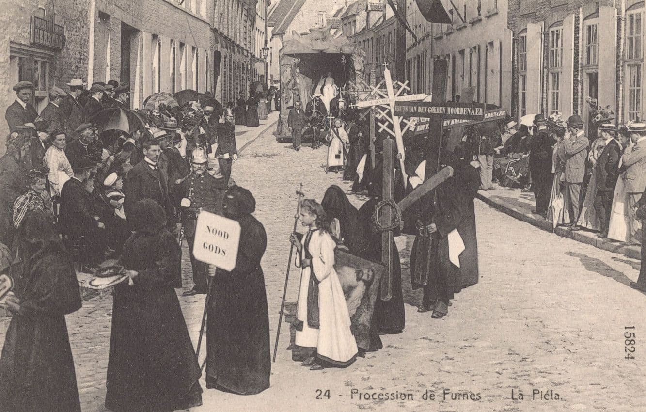 Procession De Furnes La Pieta Belgium Old Postcard