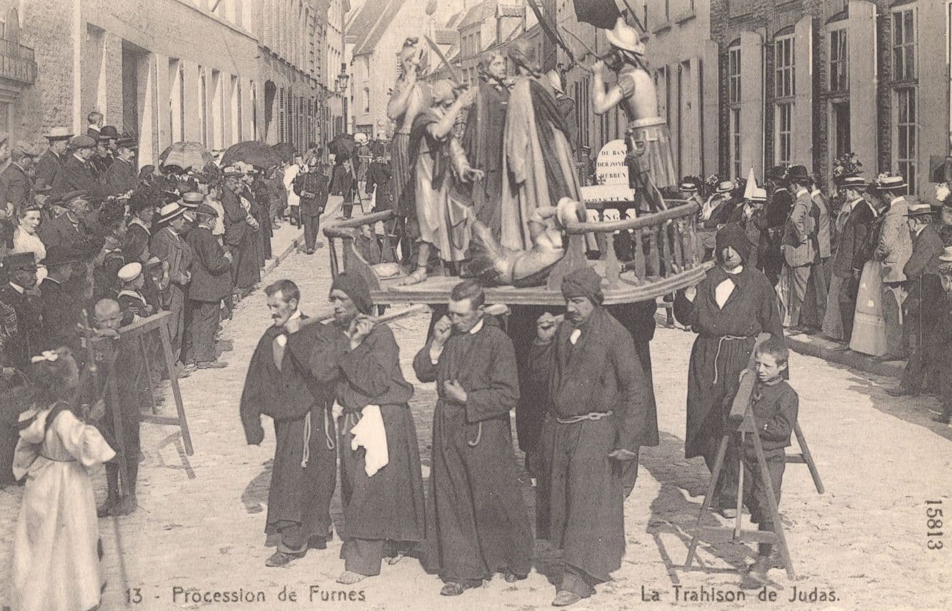 Procession De Furnes La Trahison De Judas Belgium Old Postcard