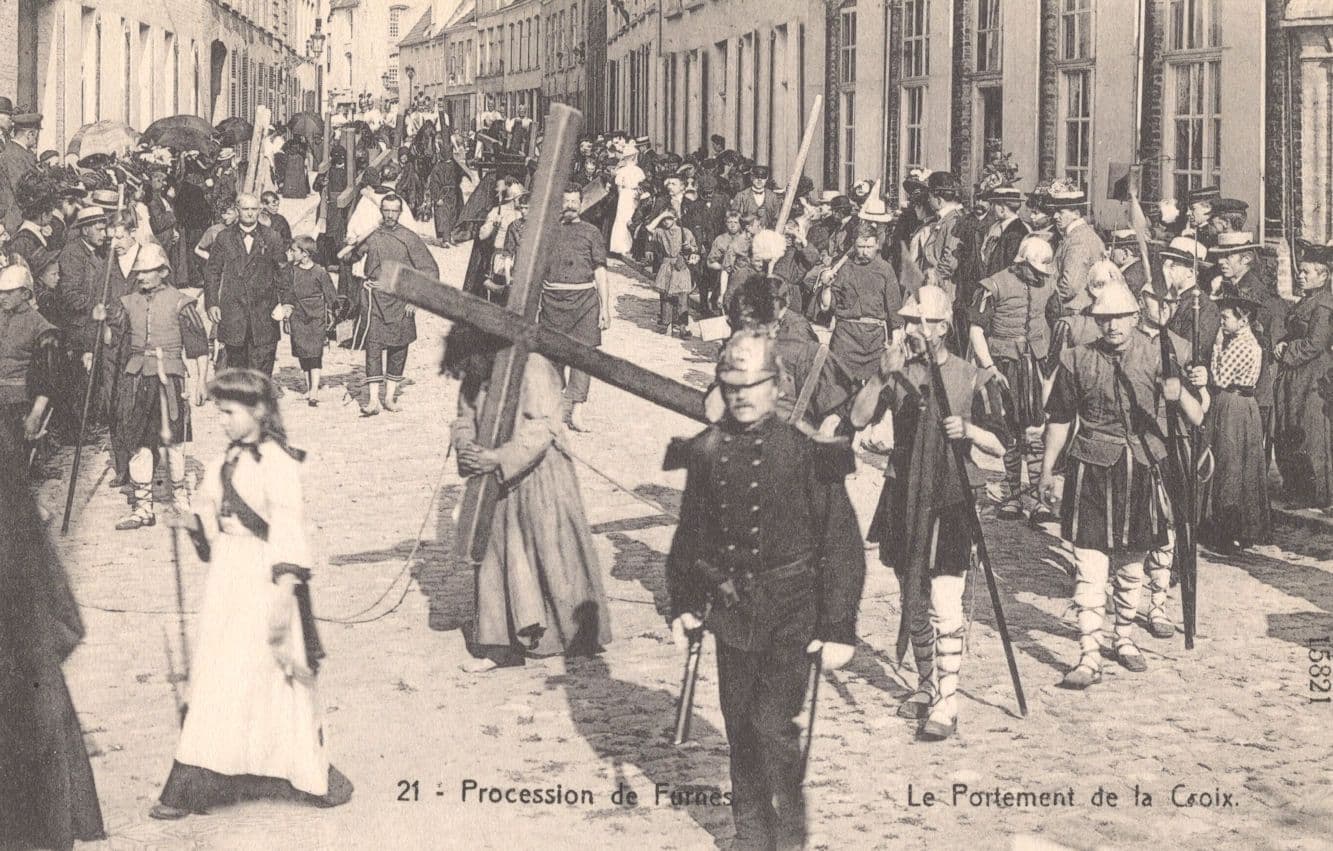 Procession De Furnes Le Portement De La Croix Belgium Old Postcard