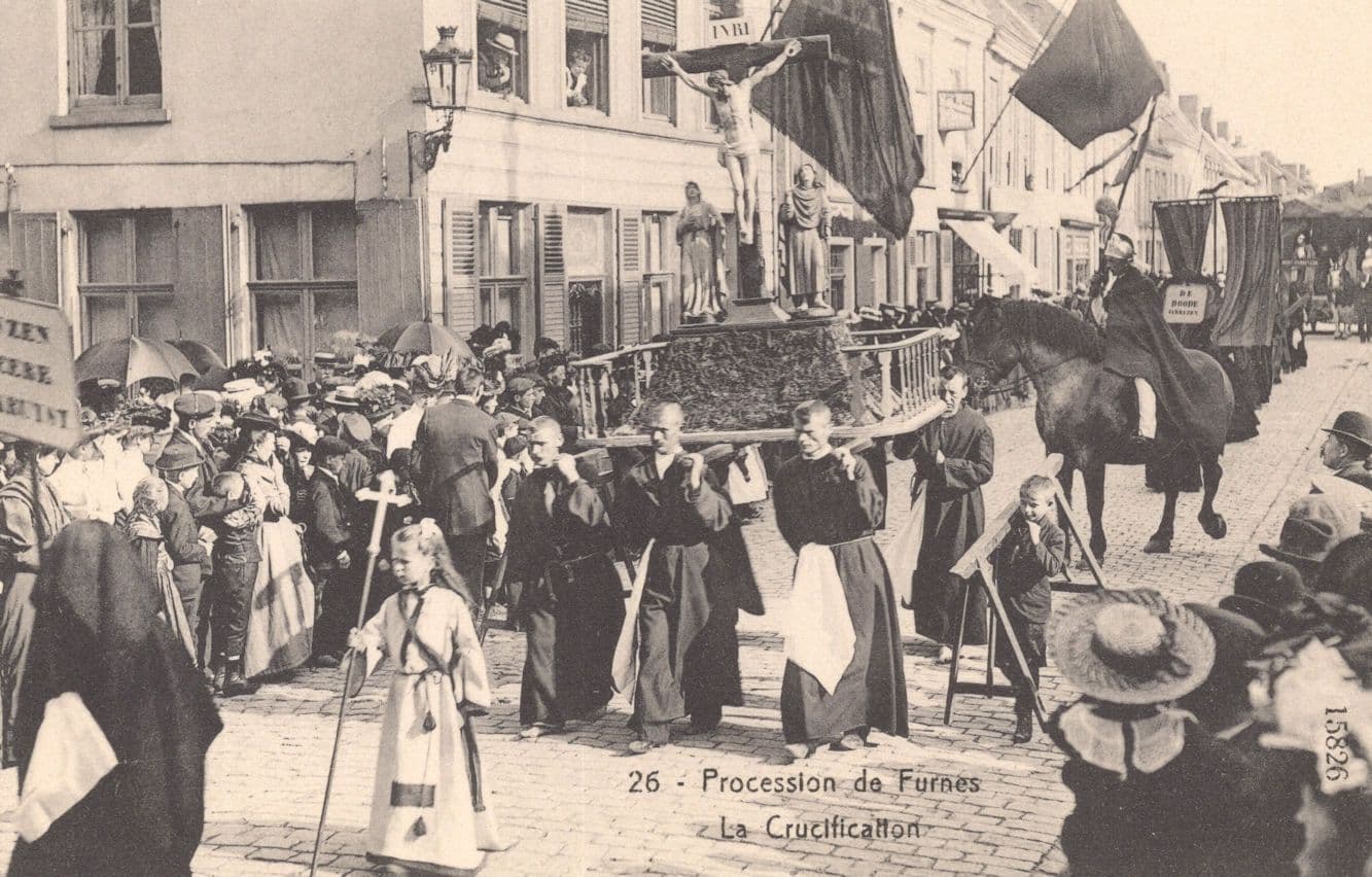 Procession De Furnes The Crucifixion Belgium Old Postcard