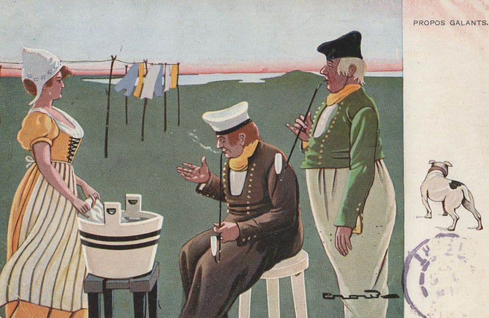 Propos Gallants French Giant Pipe Smoking Bulldog Old Postcard