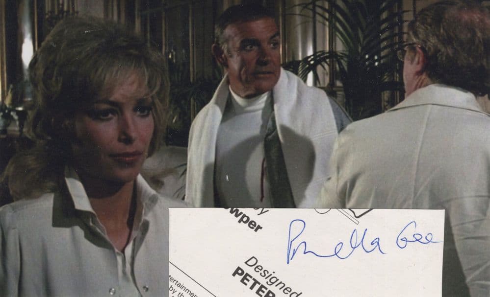 Prunella Gee of James Bond Hand Signed Autograph Onto Photo
