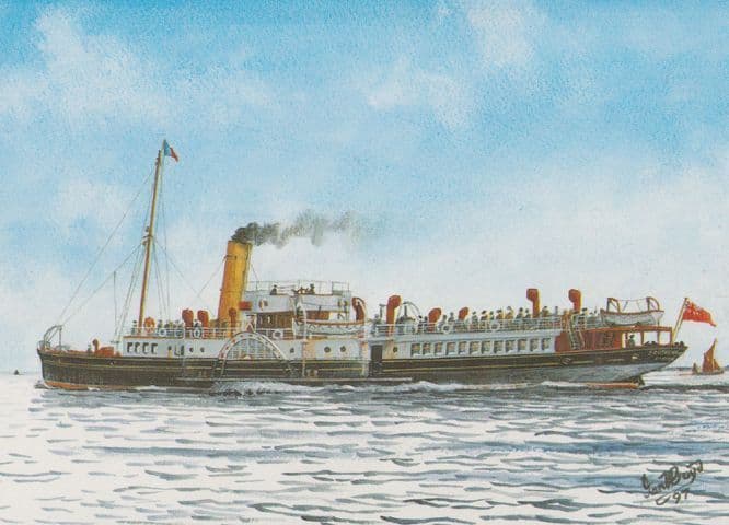 PS Queen Of Southend On Sea Museum Watercolour Rare Painting History Postcard