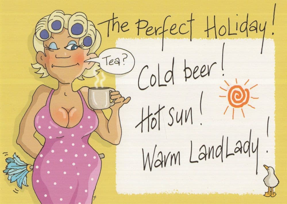 Pub Landlady Breakfast Tea At Eastbourne Sussex Comic Postcard