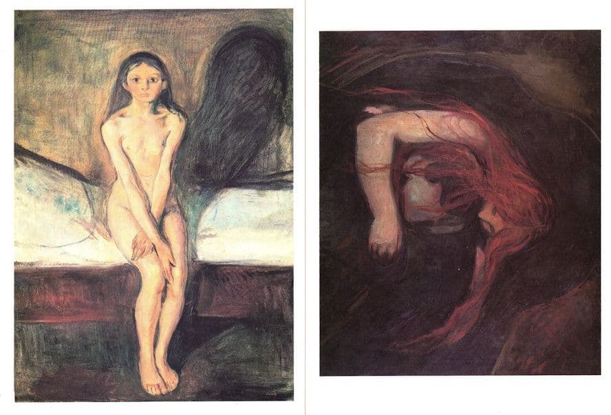 Puberty The Vampire Edward Munch 2x Painting Postcard s
