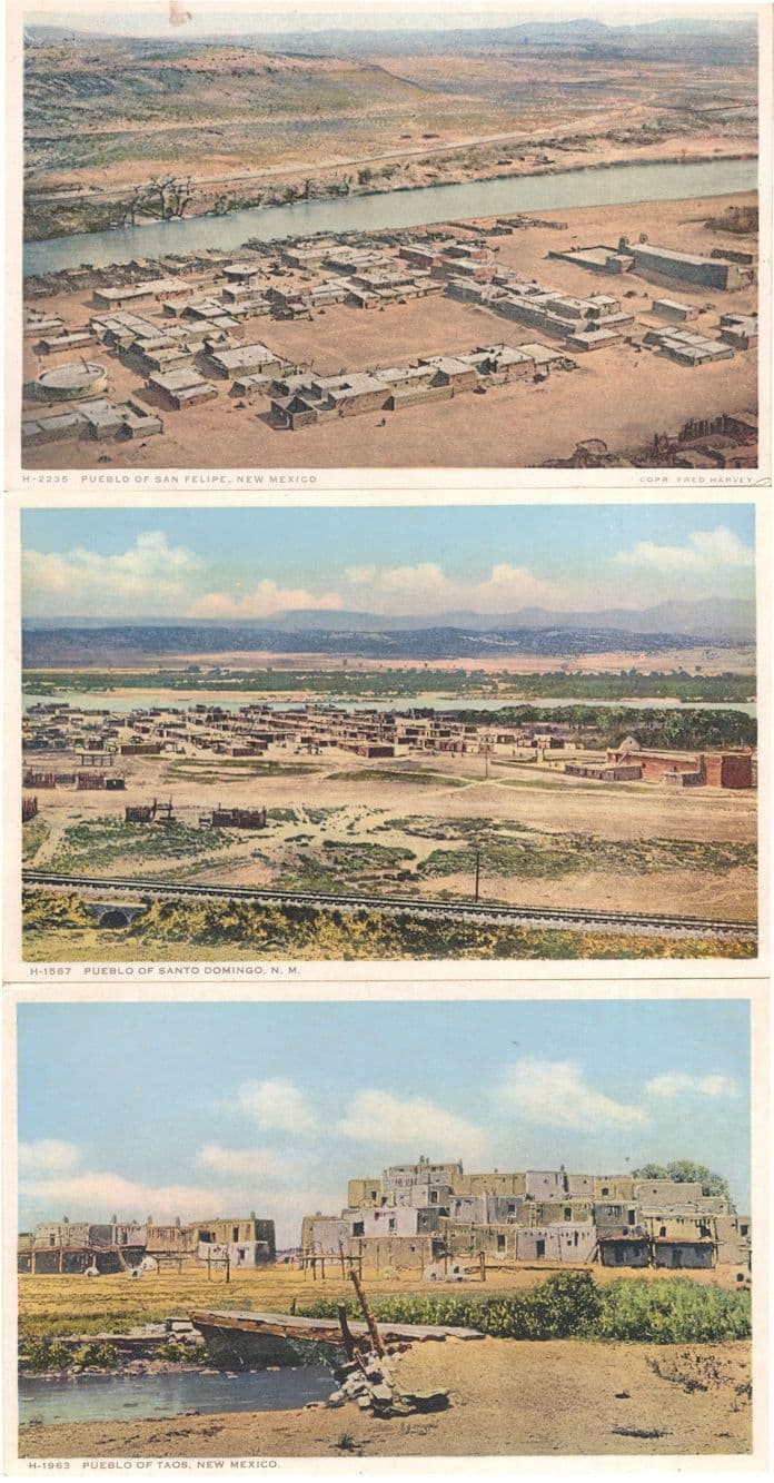 Pueblo Santa Domingo Detroit Taos Felipe New Mexico 3x USA Old Postcard s