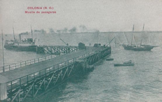 Puerto de Colonia Buenos Aires Uruguay Ship Harbour Antique Postcard
