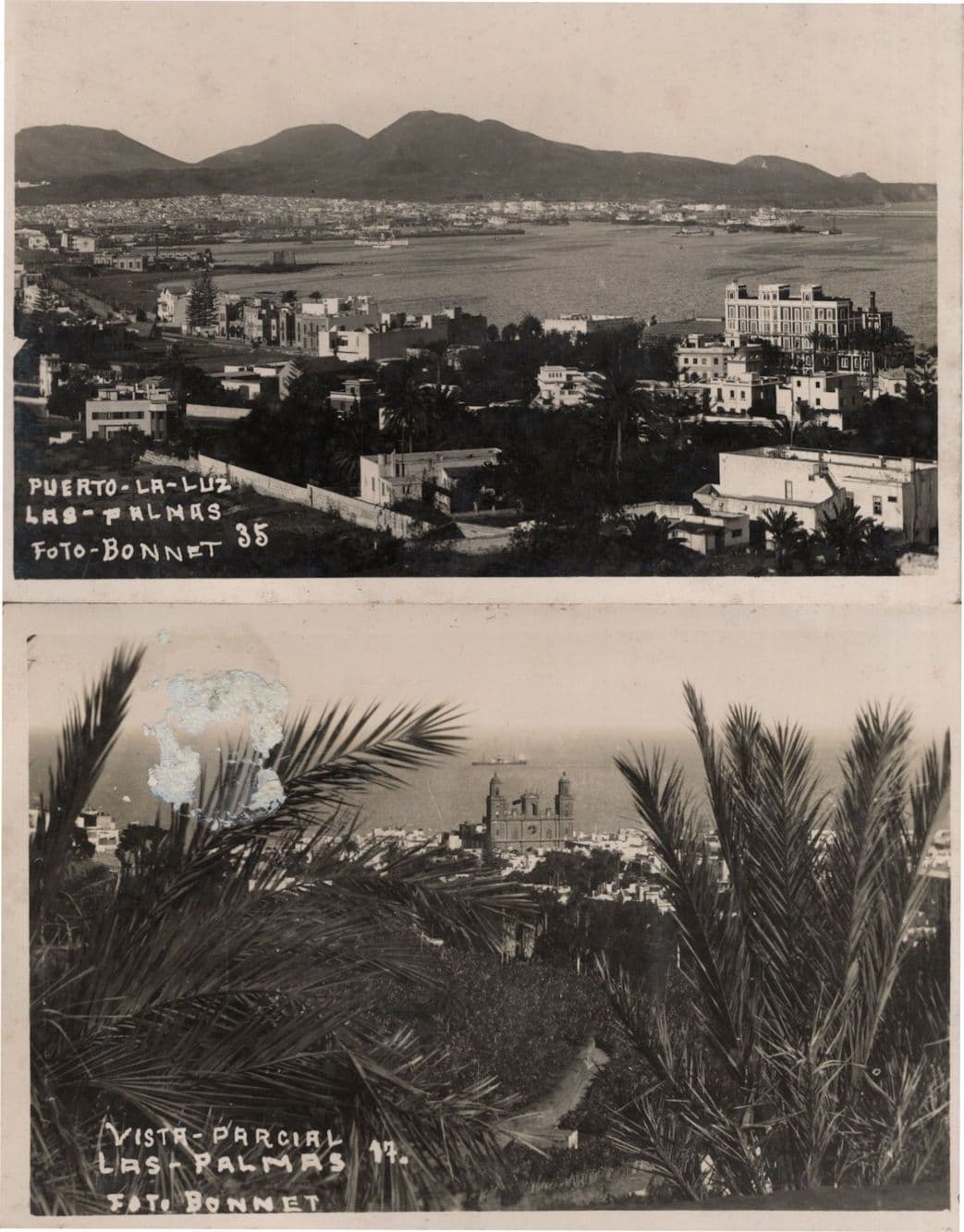 Puerto La Luz Las Palmas Spain 2x Antique RPC Postcard s