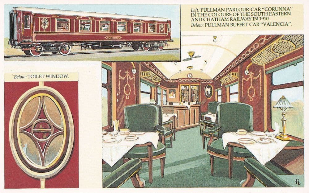 Pullman Buffet Train Car Valencia Corunna Chatham Railway Postcard