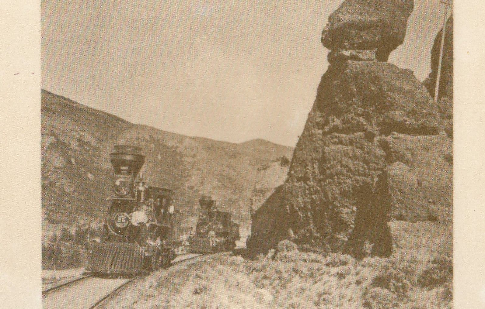 Pulpit Rock Railroad Train Locomotives UPRR CPRR RPC Postcard
