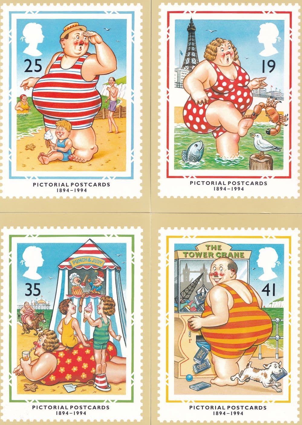 Punch & Judy Pregnant Man LGBT 5x Comic Royal Mail Postcard s