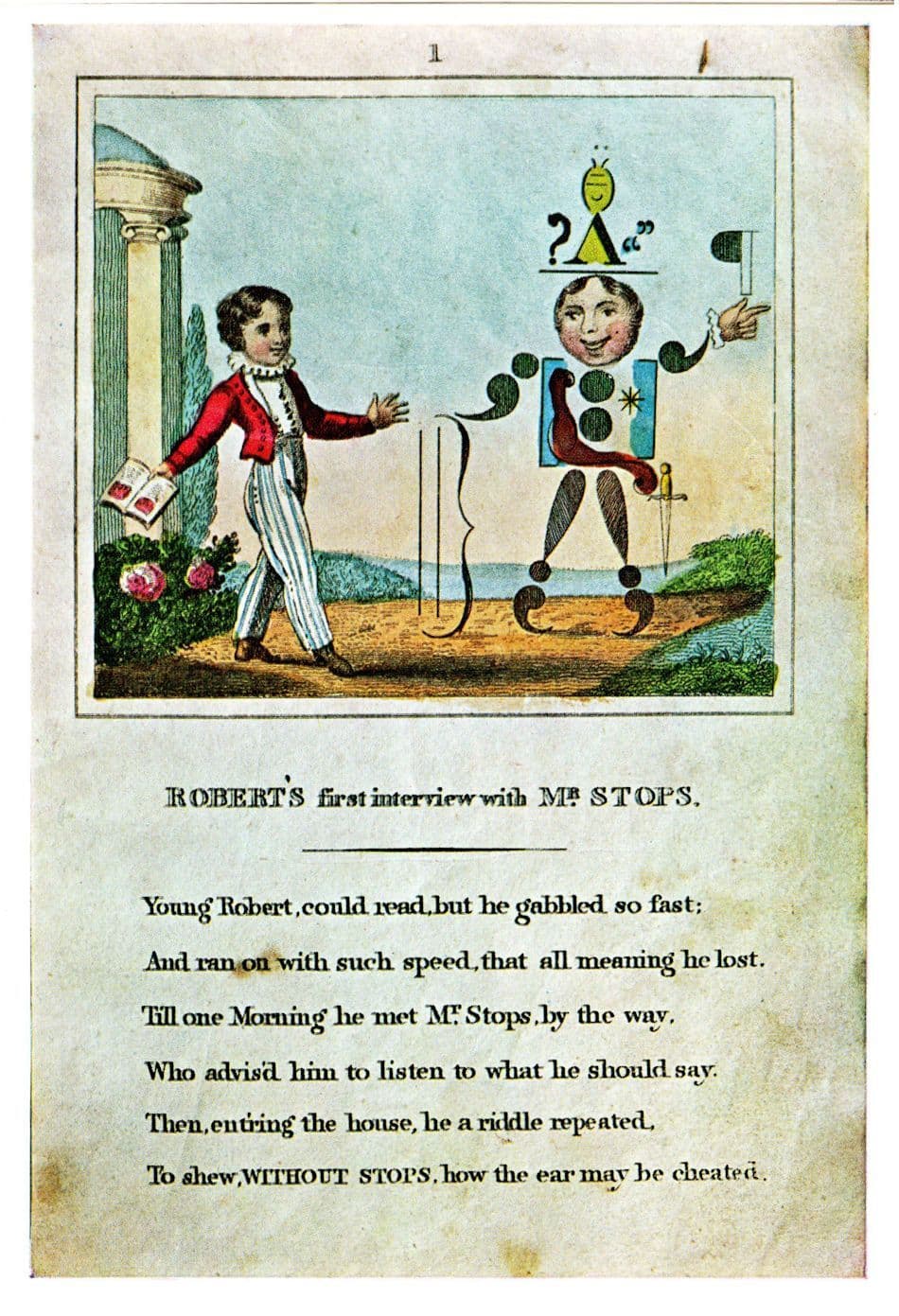 Punctuation Victorian Antique Childrens Learning Book Mr Stops VA&Postcard