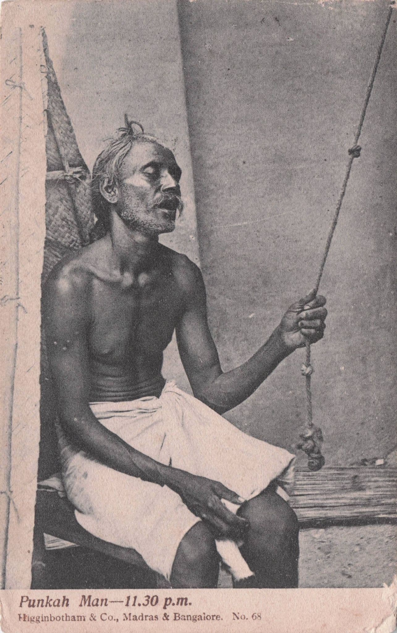 Punkah Man Indian Antique Rare WW1 Postcard