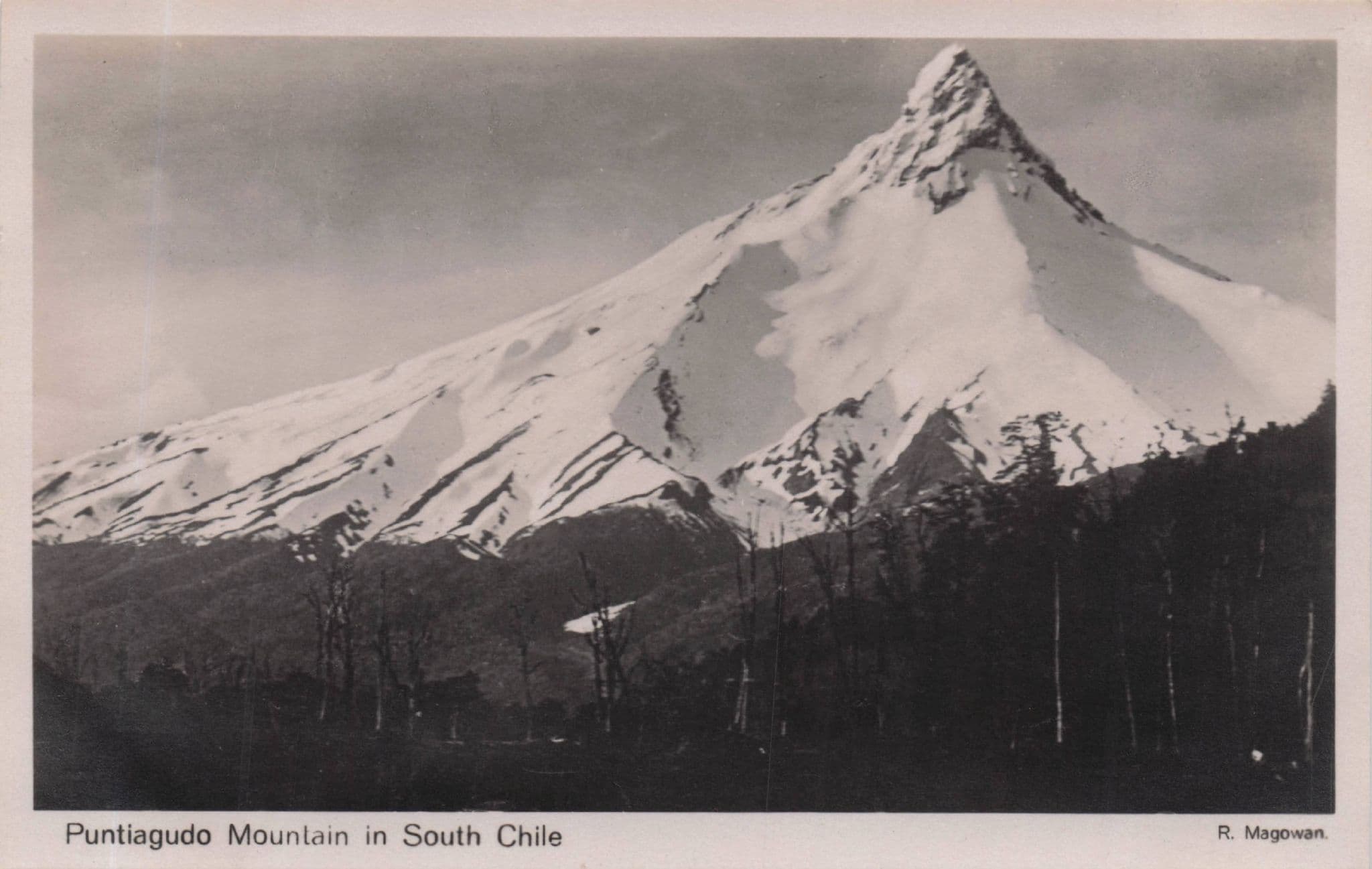 Puntiagudo Mountain in South Chile Old Real Photo Postcard