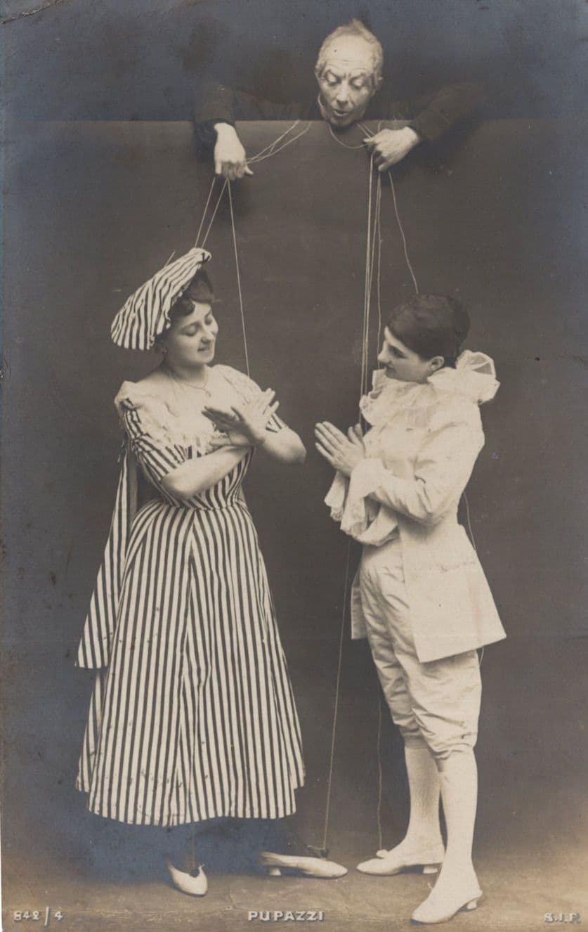 Pupazzi Italian Antique Theatre Puppet Show Old 1905 Postcard