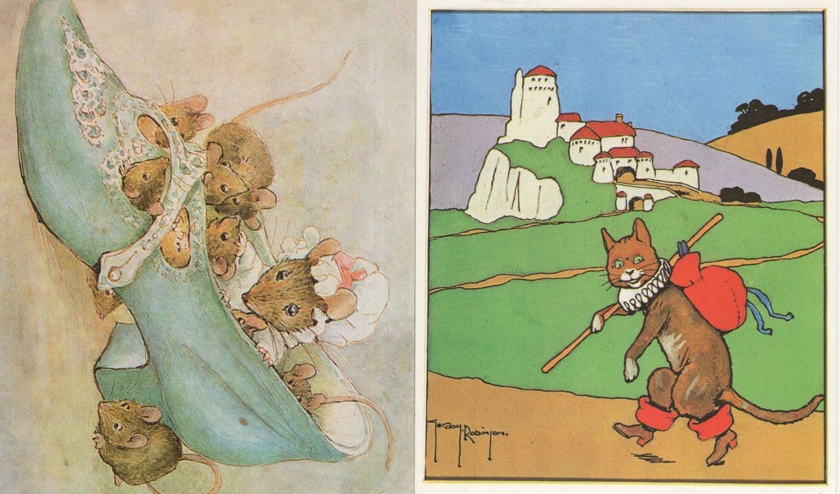 Puss In Boots V&A Albert Museum 2x Nursery Rhymes Postcard