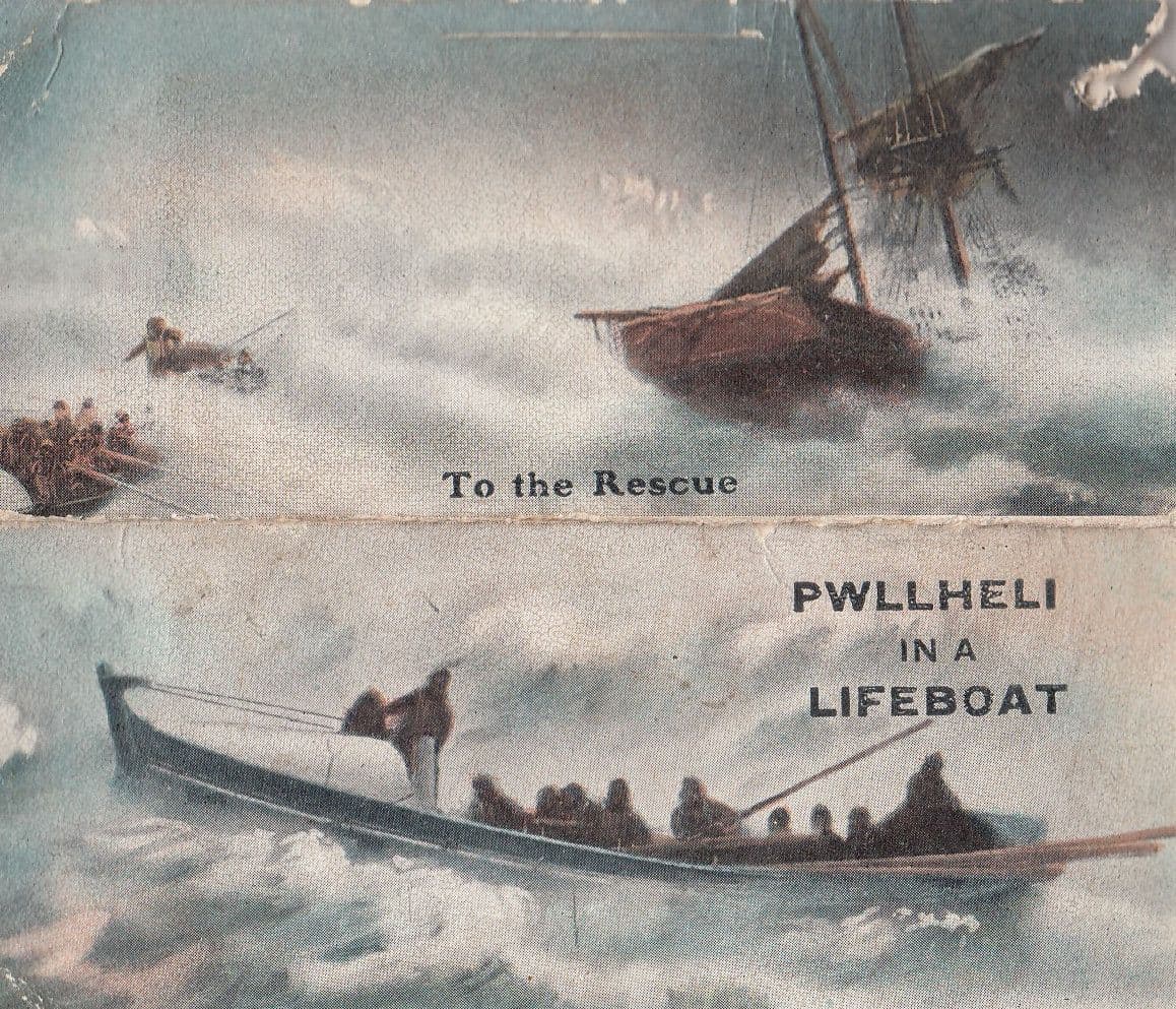 Pwllheli In A Lifeboat Antique Rescue Tiny Postcard Type Folding Novelty