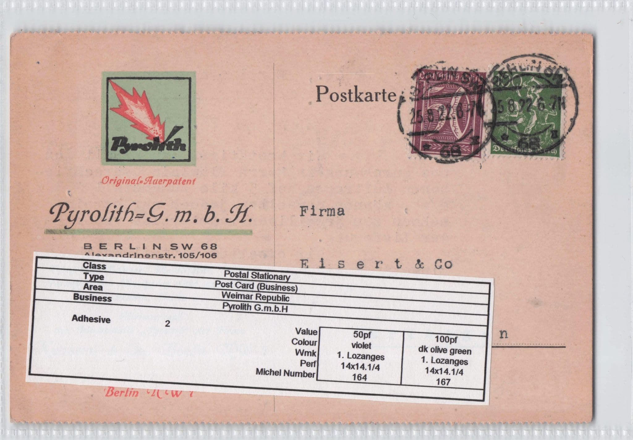 Pyrolith German Fire Company Berlin 1926 Old Postcard