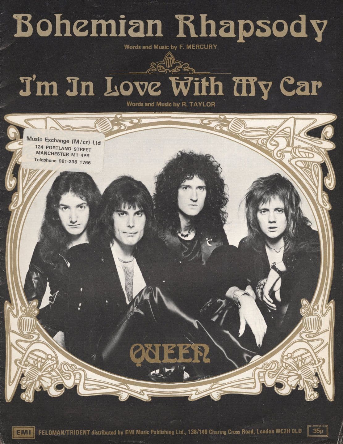 Queen Bohemian Rhapsody RARE UK 1st Edition EMI Sheet Music