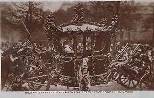 Queen Elizabeth 2 + King George State Opening Of Parliament Real Photo Postcard