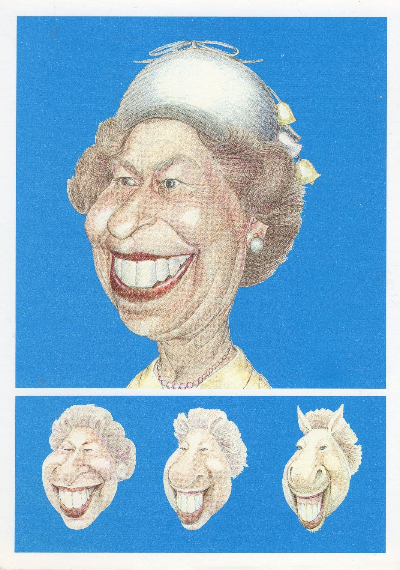 Queen Elizabeth II as Horse Buckingham Mare Comic Painting Postcard