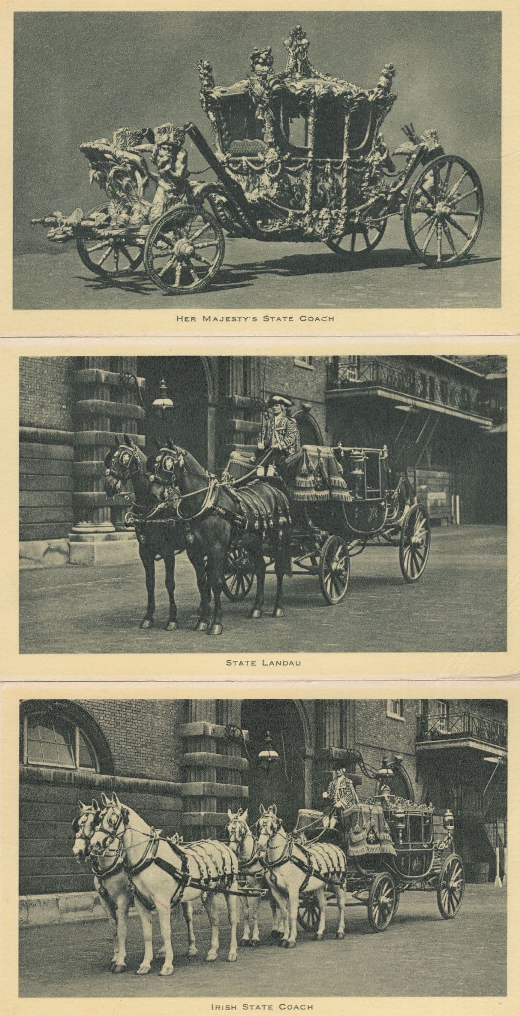 Queen Elizabeth II Irish State Coach 3x Royal Transport Old Postcard s