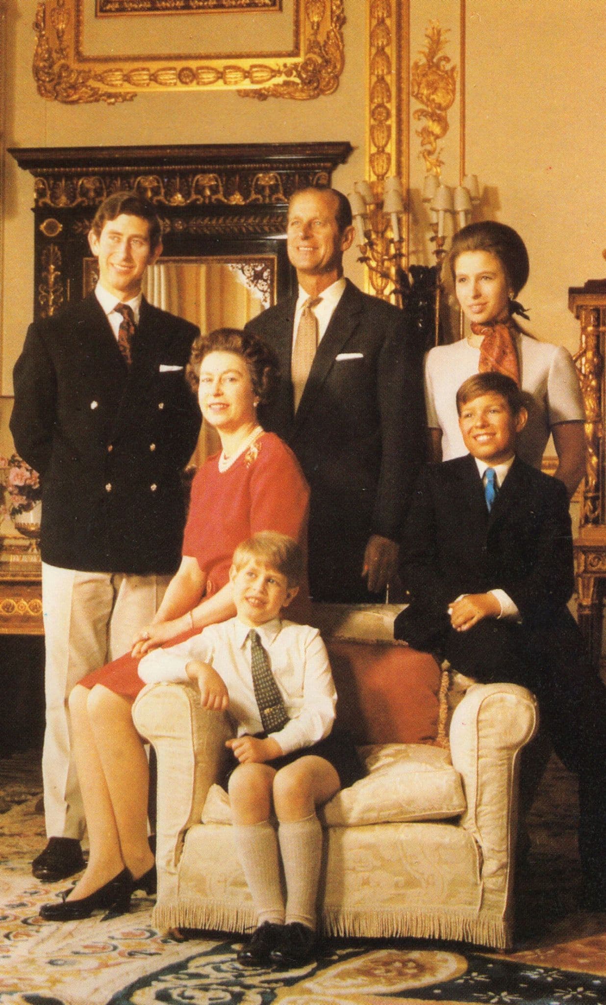 Queen Elizabeth II Royal Family At Buckingham Palace in 1972 Postcard