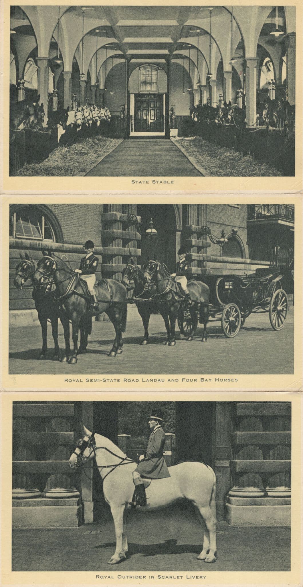 Queen Elizabeth II Stables Coach 3x Royal Transport Old Postcard s