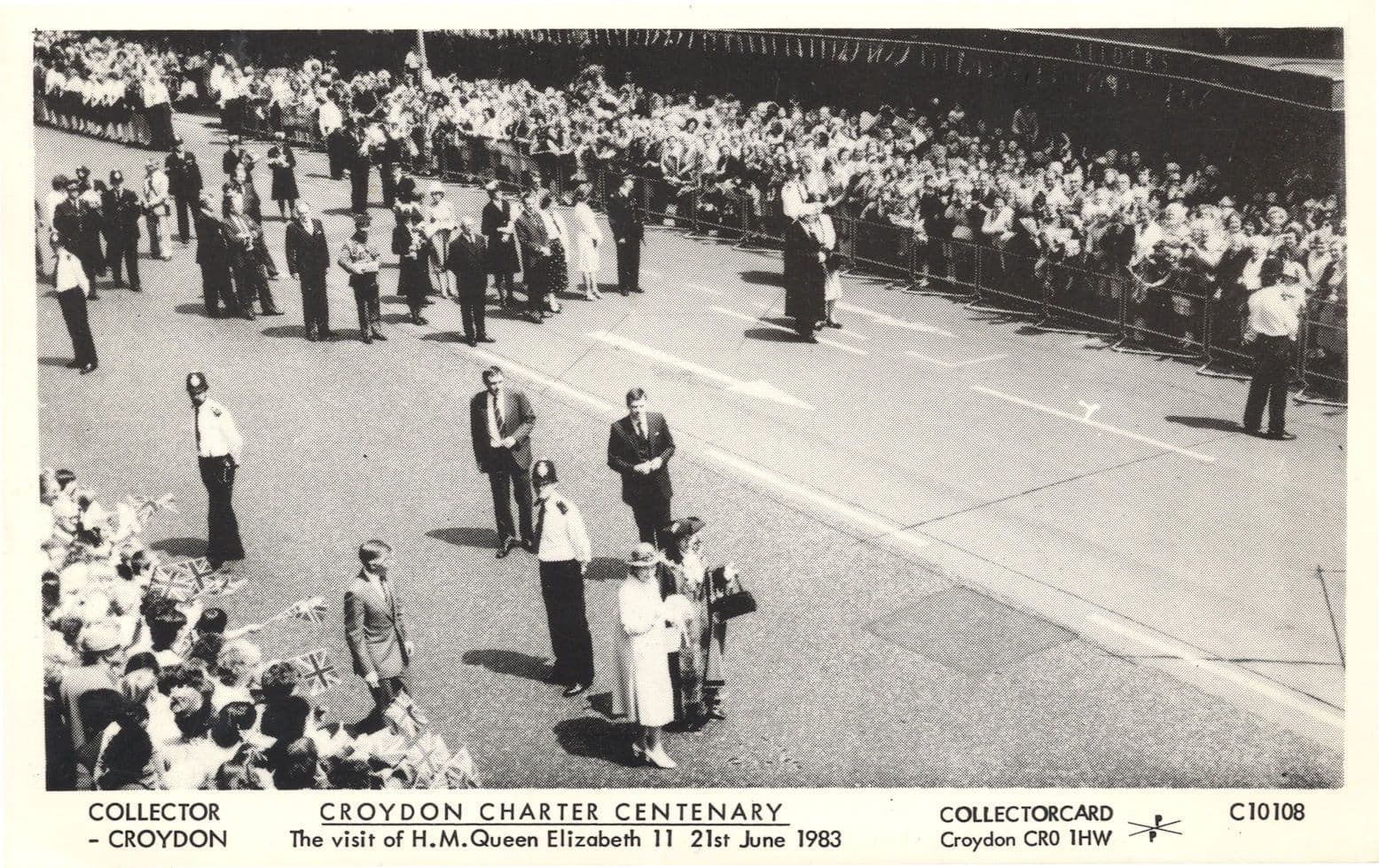 Queen Elizabeth II Visit To Croydon Surrey 1983 RPC Vintage Postcard