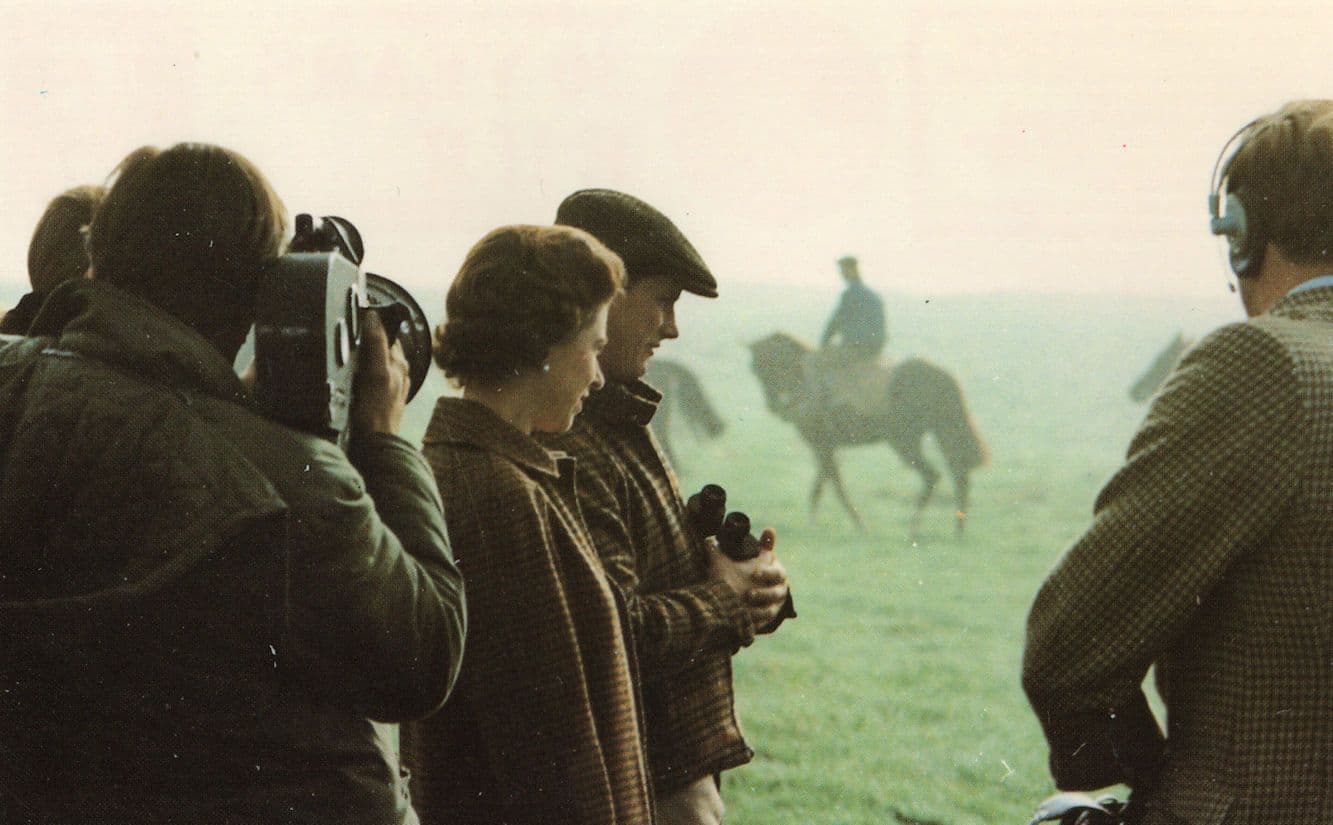 Queen Elizabeth II With Ian Balding Horse Racing Trainer at Berkshire Postcard