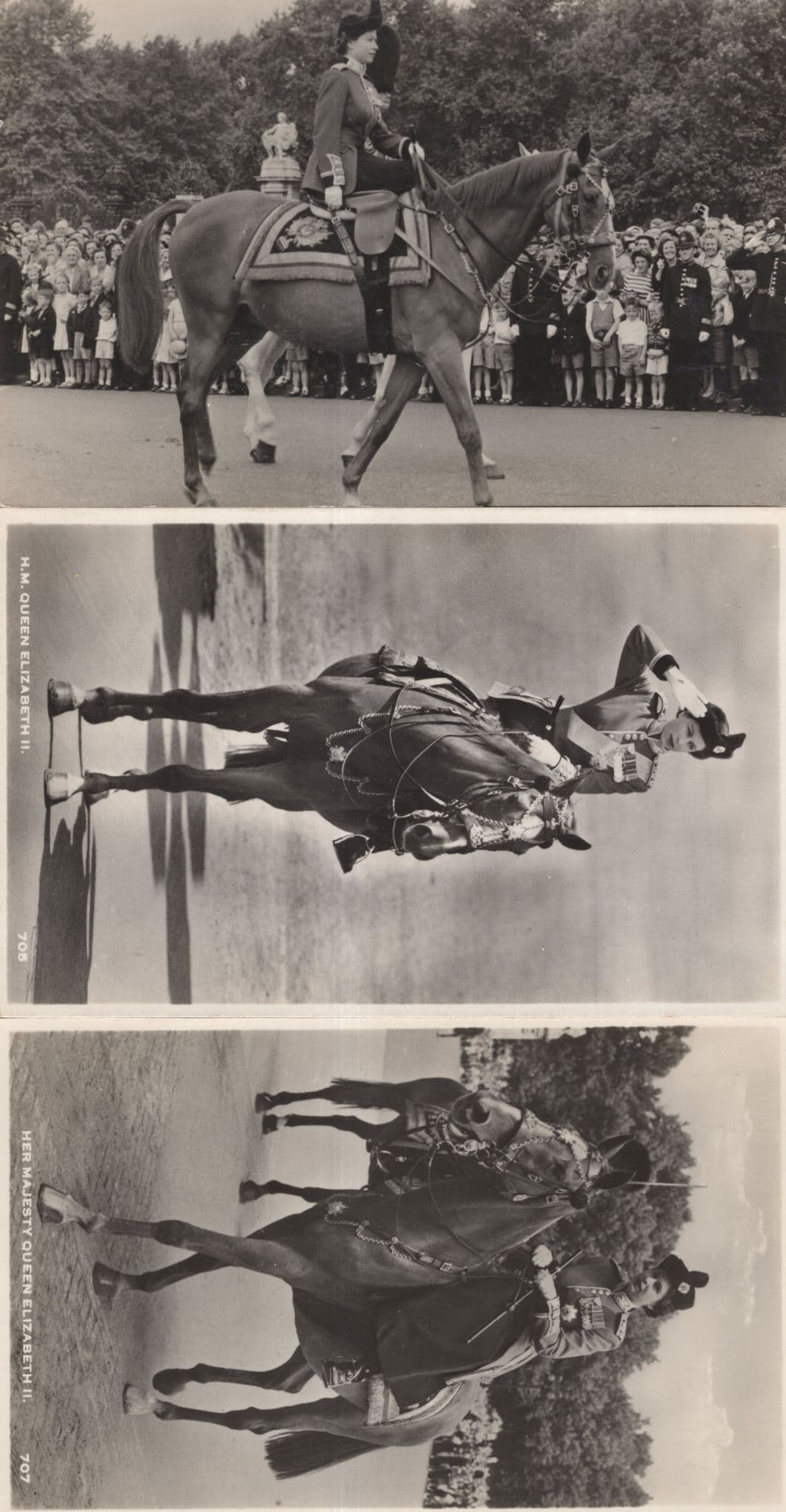 Queen Elizabeth On Horse Royal Equatrian 3x Old Postcard s