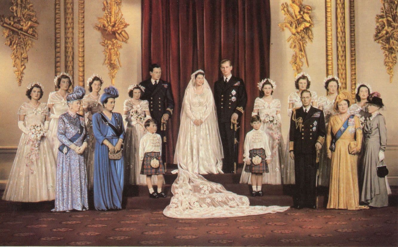 Queen Elizabeth Royal Wedding in 1947 Bassano Family Portrait Postcard