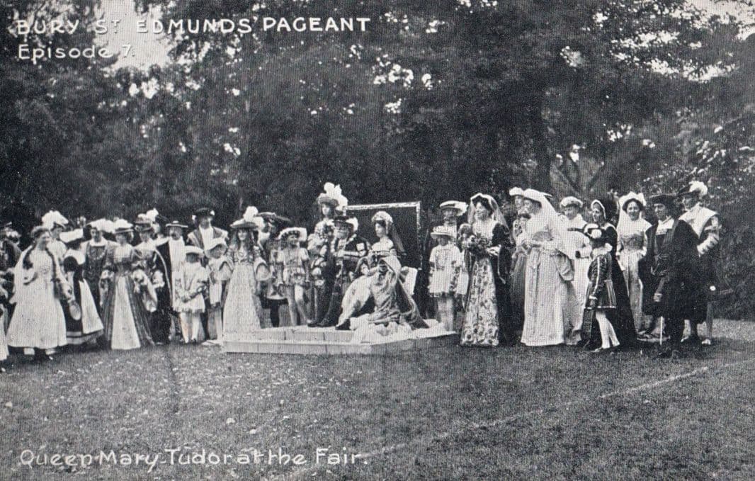 Queen Mary at the Fair Bury St Edmunds Pageant Suffolk Old Postcard