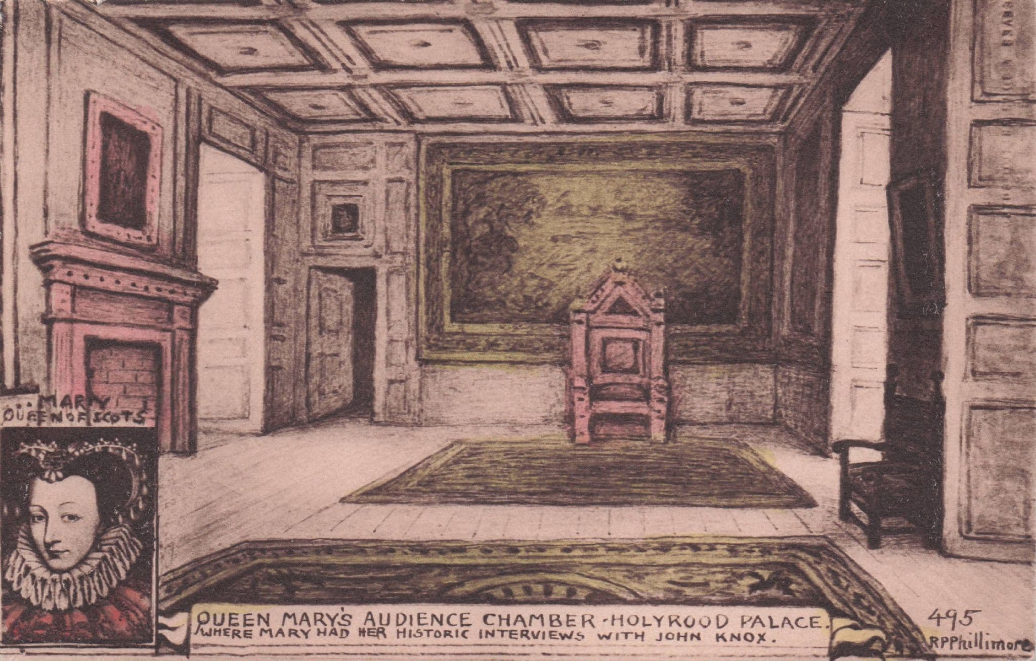 Queen Mary's Audience Chamber John Knox Holyrood Phillimore Old Postcard