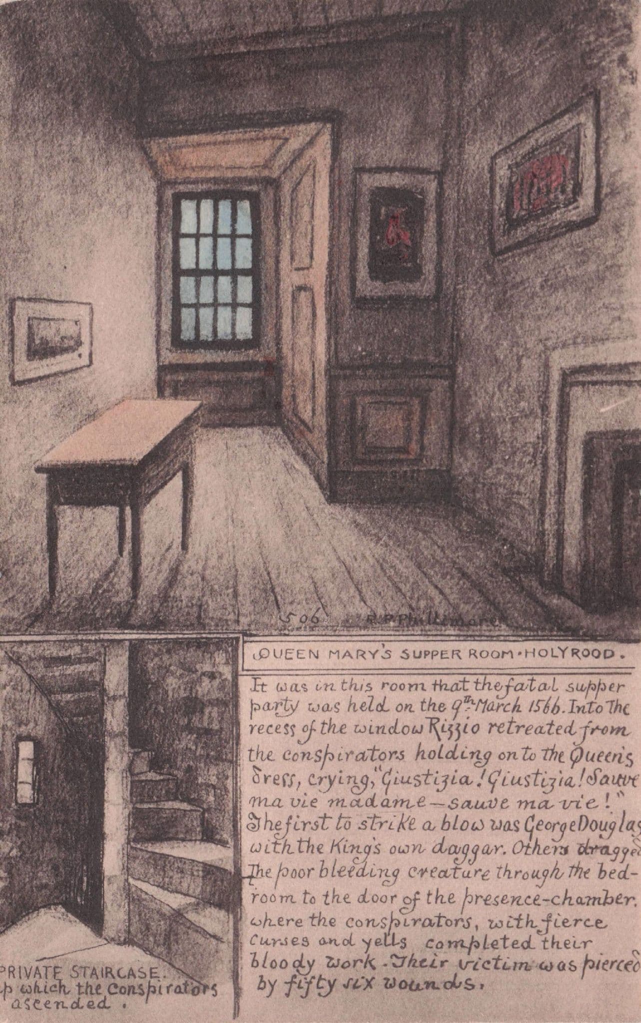 Queen Mary's Supper Room Holyrood Scotland Old Phillimore Postcard