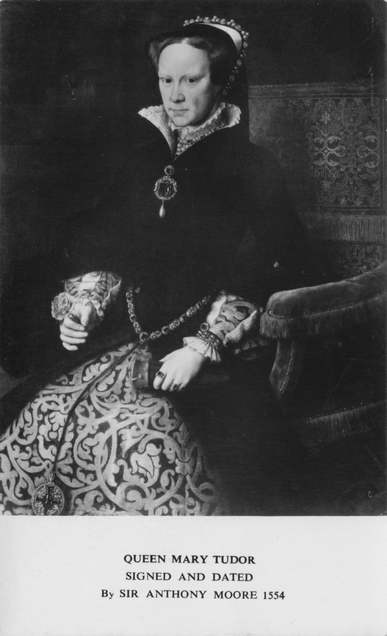 Queen Mary Tudor Anthony Moore in 1554 Vintage PB Real Photo Postcard