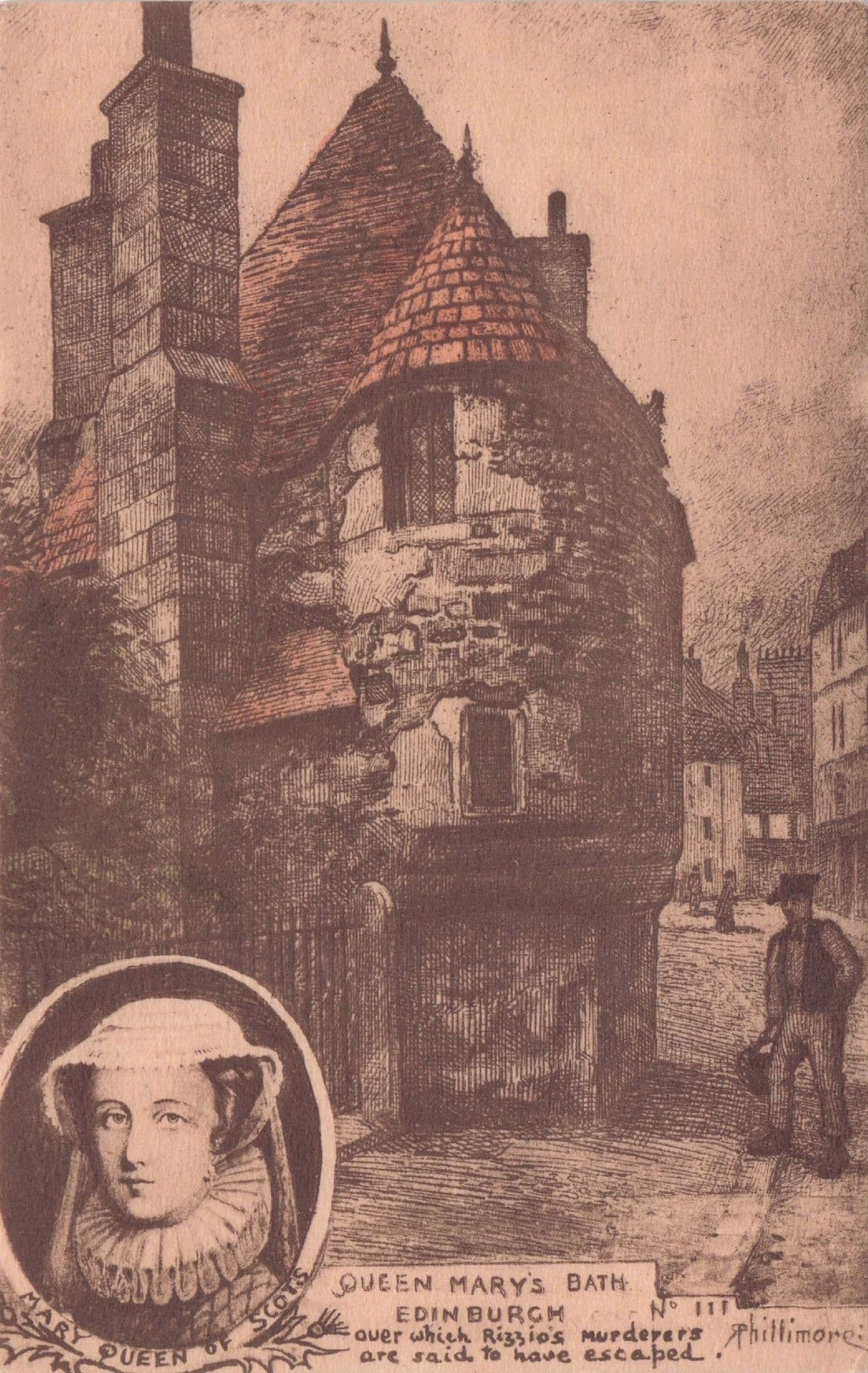Queen Marys Bath Edinburgh Murder Escape Scottish Phillimore Old Postcard