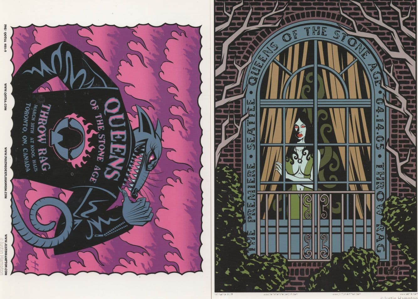 Queens Of The Stone Age Justin Hampton 2x Handbill Postcard s
